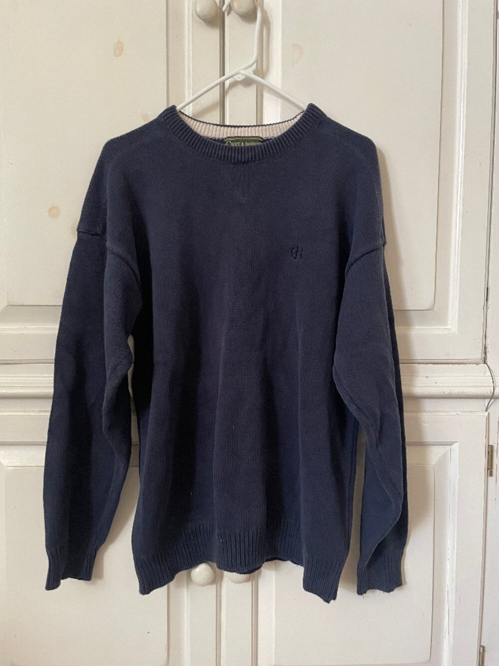 Croft & Barrow men's long sleeve crewneck navy blue knit sweater size medium